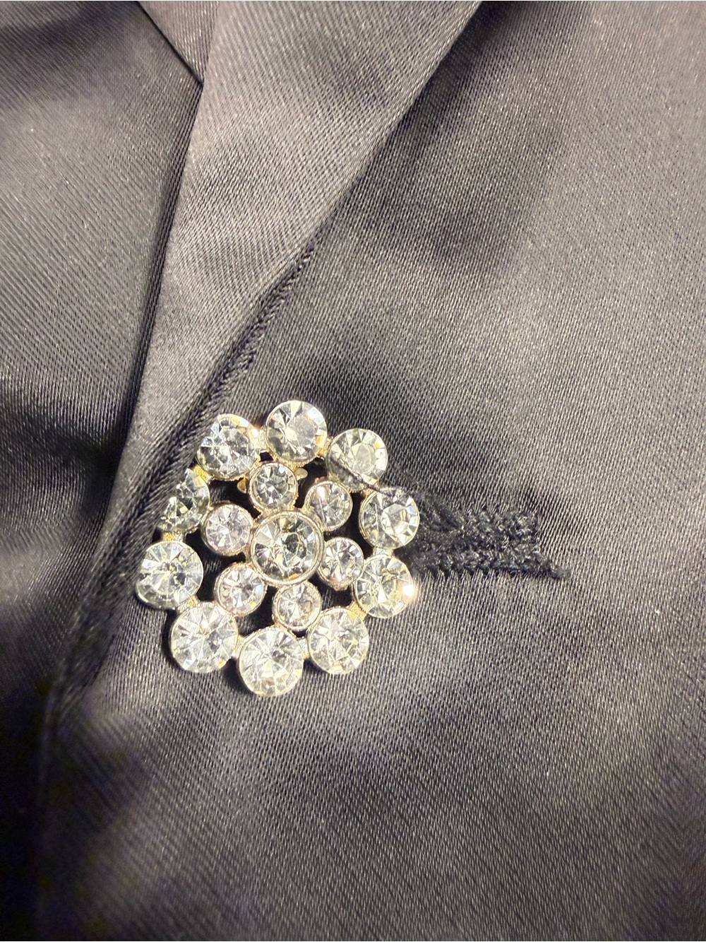 Sincerly Jules Small Black Satin Blazer Feather Cuffs Holiday New Years Party - Picture 2 of 10